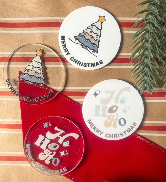 Christmas acrylic disks - cupcake / cakes pack of 5