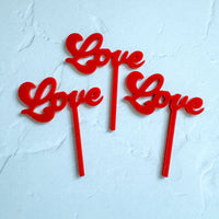 Valentines set of 3 cupcake toppers - love