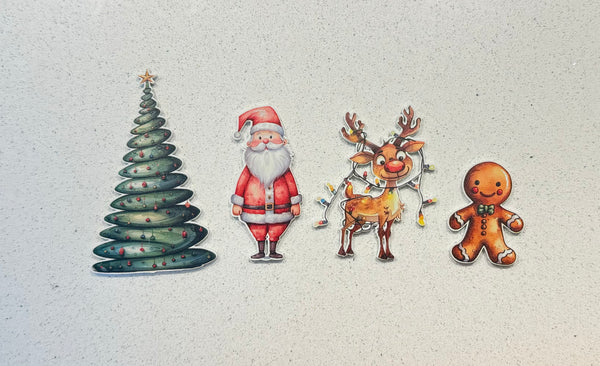 Acrylic UV printed Christmas topper / charm set