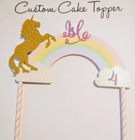 Personalised Rainbow Unicorn Cake Topper