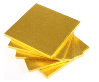 12" (5 pack) square gold cake boards / drums