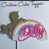 Personalised Rainbow Unicorn Cake Topper