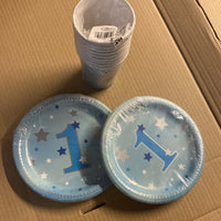 ‘1’ paper plate and cup set