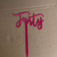 ‘Forty’ hot pink cake topper