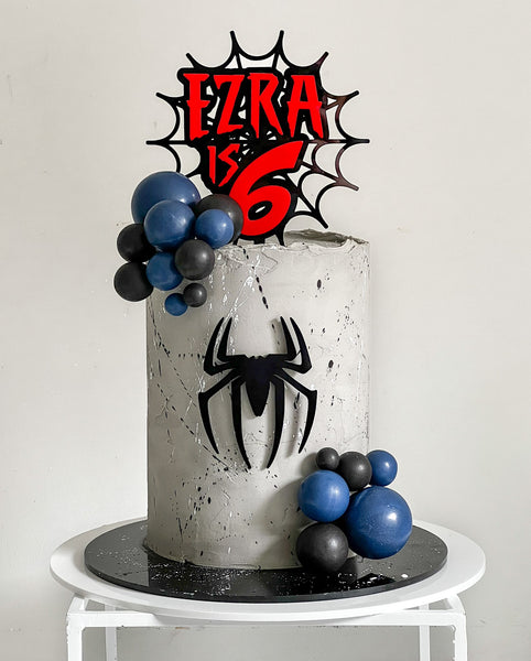 Spider inspired acrylic cake topper