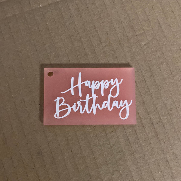 ‘Happy birthday’ pink and white tag