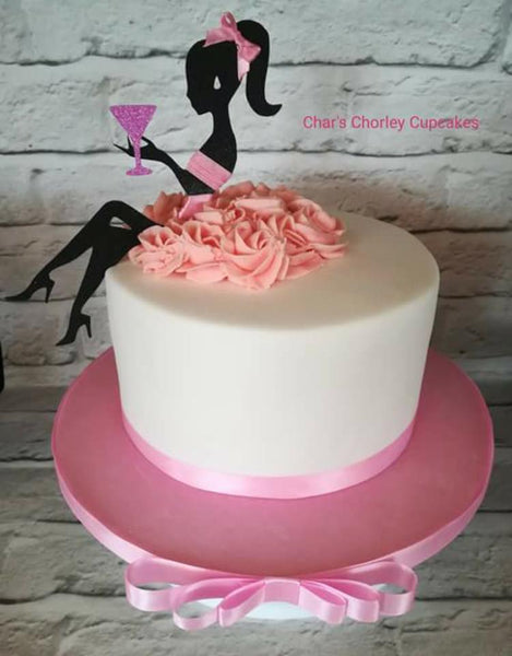 Two Piece Lady with Glass Silhouette Cake Topper