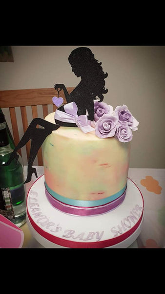 Two Piece Pregnant Lady Silhouette Cake Topper