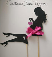 Two Piece Pregnant Lady Silhouette Cake Topper